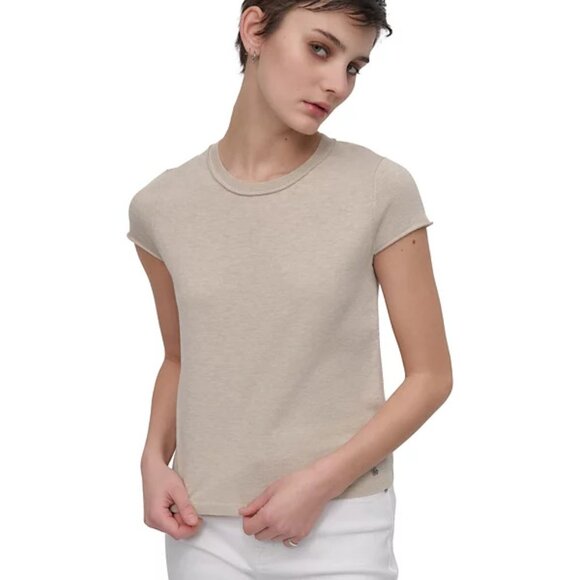 NWT🤍Cap-Sleeve Crewneck Tee - Picture 1 of 8